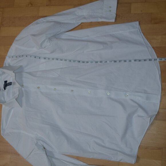 LANDS' END Men's 18.5 - 37T Traditional Fit. No Iron Supima Pinpoint Dress Shirt - Picture 5 of 6
